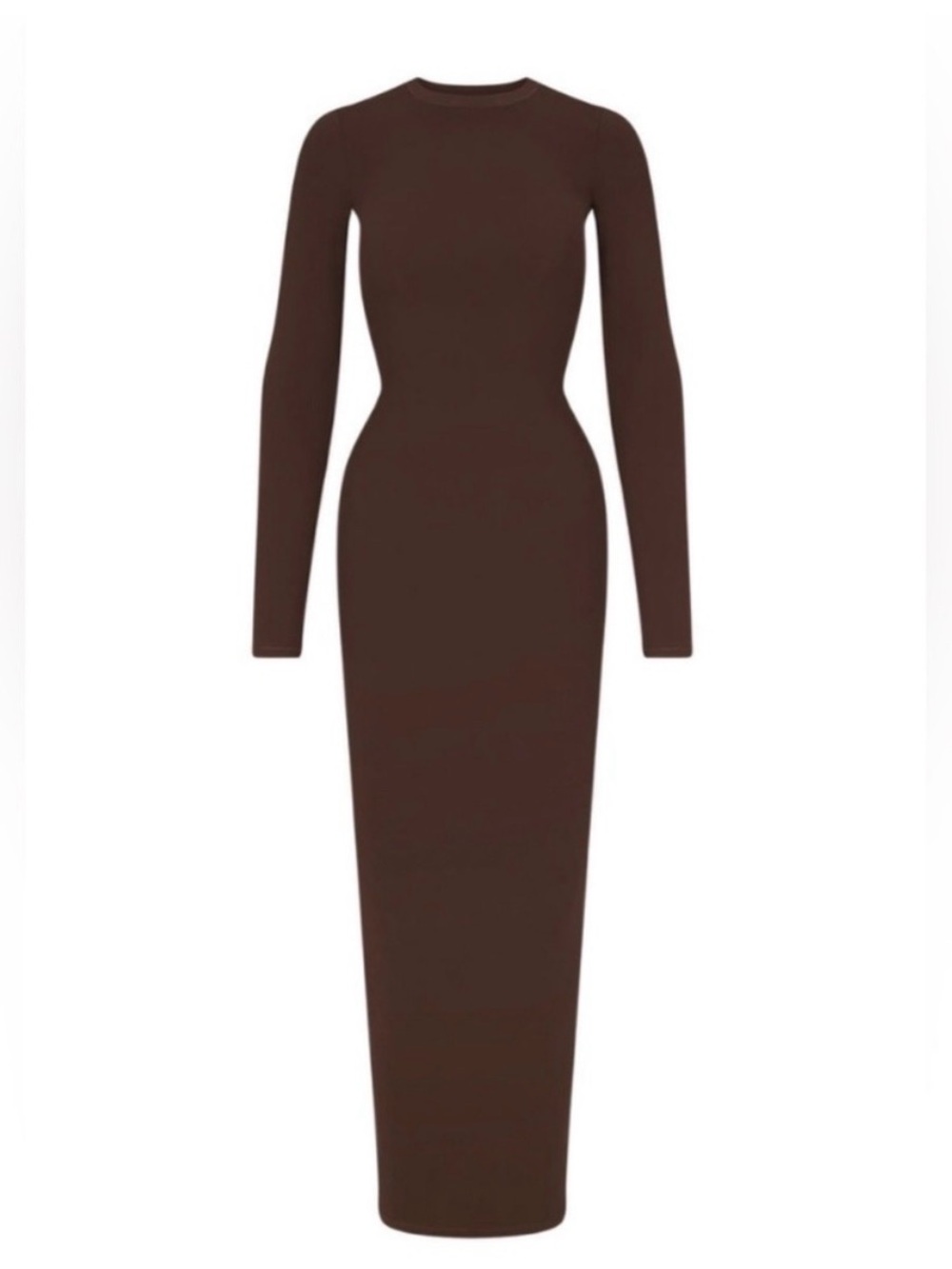 SKIMS Chocolate Brown Long-Sleeve Bodycon Maxi Dress